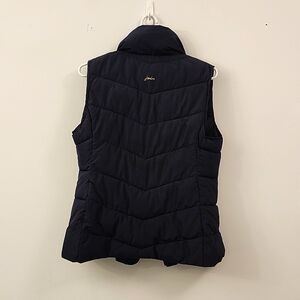 Joules navy puffer full zip vest snap closure pockets puff collar size L